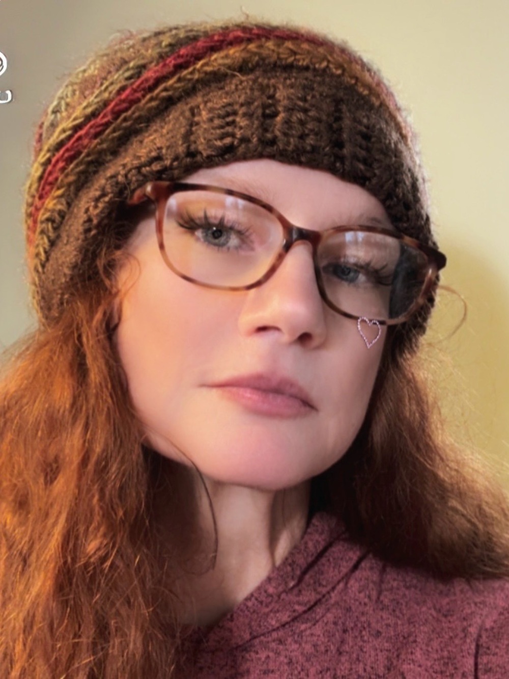Handmade Brown Multicolor Knit Slouchy Beanie Hat Boho Artisan